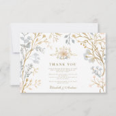 Elegante Neutral Floral Crest Wedding Bedankkaart (Voorkant)