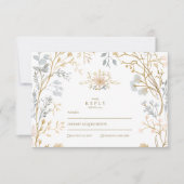 Elegante Neutral Floral Crest Wedding RSVP Kaartje (Voorkant)