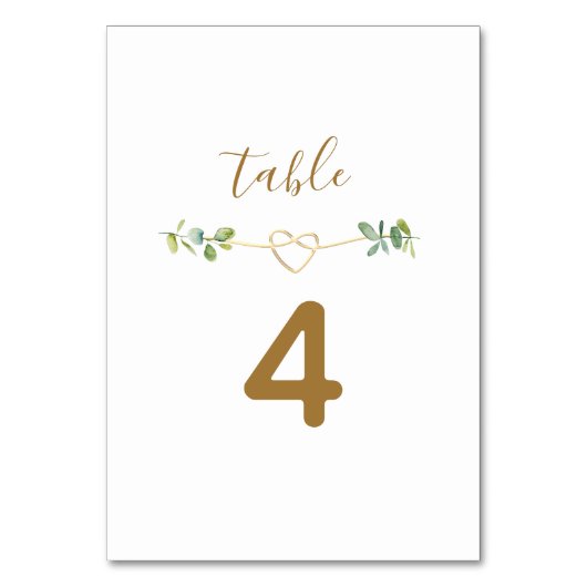 Elegante Neutral Greenery Trouwtafel Nummer Kaart (Achterkant)