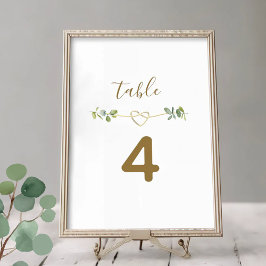 Elegante Neutral Greenery Trouwtafel Nummer Kaart