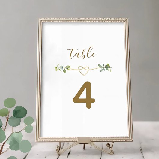Elegante Neutral Greenery Trouwtafel Nummer Kaart