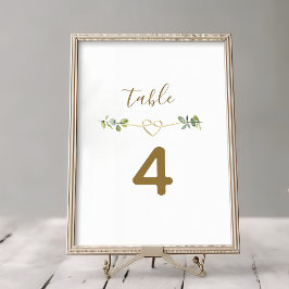 Elegante Neutral Greenery Trouwtafel Nummer Kaart