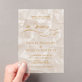 Elegante Neutral Script Wedding Acryl Uitnodigingen