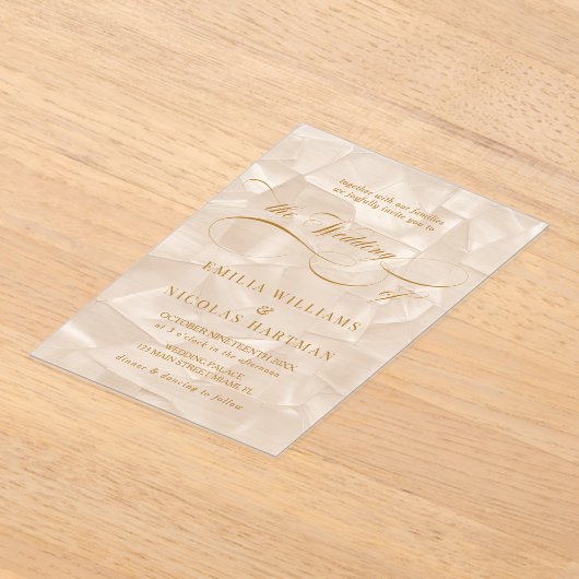 Elegante Neutral Script Wedding Acryl Uitnodigingen (Laagn)