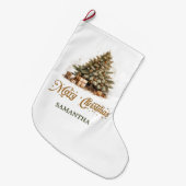 Elegante neutrale aardse tinten groen en goud grote kerstsok (Voorkant (Hangend))