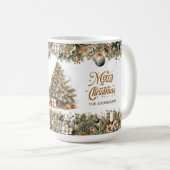 Elegante neutrale aardse tinten groen en goud koffiemok (Voorkant rechts)