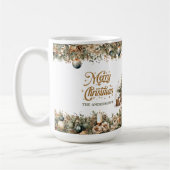 Elegante neutrale aardse tinten groen en goud koffiemok (Links)