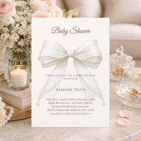 Elegante neutrale baby shower met ivoren lint en c