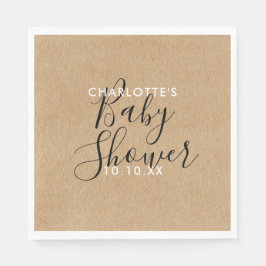 Elegante Neutrale Baby Shower Ruw Schrift Servet