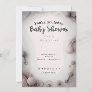 Elegante neutrale babyshower uitnodiging