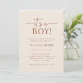 Elegante neutrale babyshower uitnodiging (Staand voorkant)