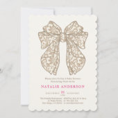 Elegante neutrale beige bloemen kant strik baby sh kaart (Voorkant)