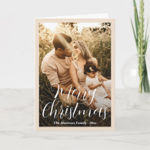 Elegante Neutrale Beige Foto Moderne Kerstmis Feestdagen Kaart