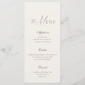 Elegante neutrale beige gestreepte huwelijksmenu k menu (Voorkant)