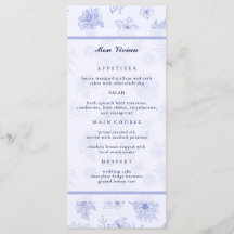 Elegante Neutrale Blauwe Bloemen Gastenaam Diner