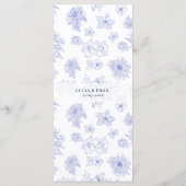 Elegante Neutrale Blauwe Bloemen Gastenaam Diner Menu (Achterkant)