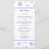 Elegante Neutrale Blauwe Bloemen Gastenaam Diner Menu (Voorkant)
