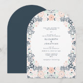 Elegante Neutrale Bloemen Trouwboog Kaart (Voorkant / Achterkant)