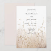 Elegante Neutrale Bloemen Wildflower Field Bruilof Kaart (Voorkant / Achterkant)