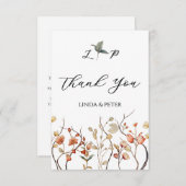 Elegante neutrale  bloemenbruiloft bedankkaart (Voorkant / Achterkant)