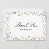 Elegante neutrale bloemenbruiloft bedankkaart kaart (Voorkant)