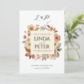 Elegante neutrale  bloemenbruiloft kaart (Staand voorkant)