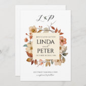 Elegante neutrale  bloemenbruiloft kaart (Voorkant / Achterkant)