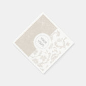 Elegante Neutrale Bloemendamask Logo Feestje Servet (Hoek)