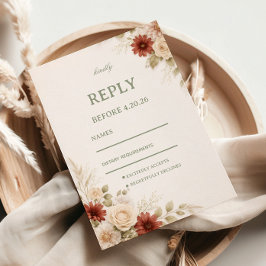 Elegante Neutrale Bloemengast RSVP Kaartje