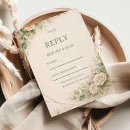 Elegante Neutrale Bloemige Begroeiing RSVP Kaartje