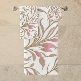 Elegante neutrale bloemige botanische bad handdoek