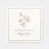 Elegante neutrale bloemige bruids-shower papieren  servet (Voorkant)