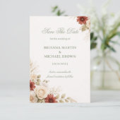 Elegante Neutrale Bloemige Soft Save The Date (Staand voorkant)