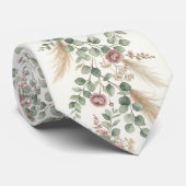 Elegante Neutrale Botanische Boho Pampas Stropdas (Opgerold)