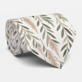 Elegante neutrale botanische olijf Pampas Stropdas (Opgerold)