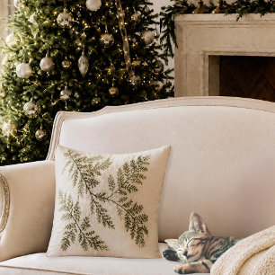 Elegante neutrale dennen tak botanische throw kussen