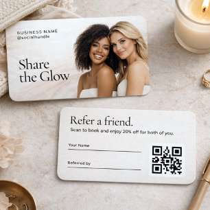 Elegante Neutrale Esthetische Foto QR Code Referra Visitekaartje