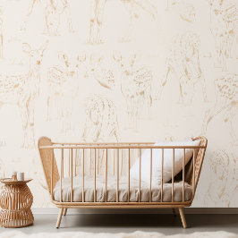 Elegante Neutrale Fawn Sketch Behang