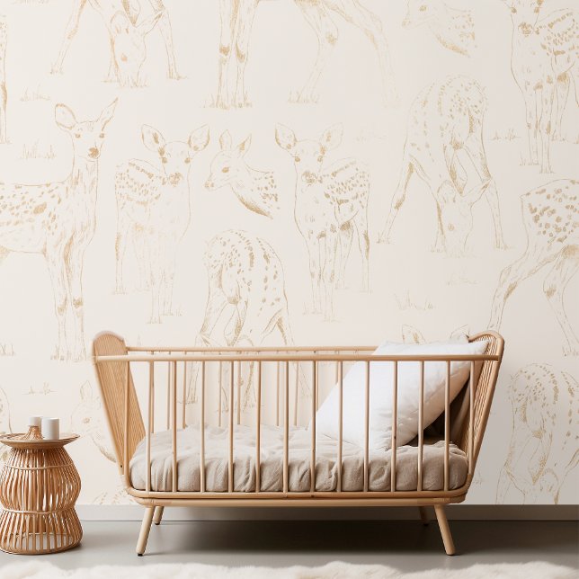 Elegante Neutrale Fawn Sketch Behang (Creator heeft geüpload)
