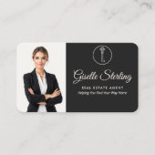 Elegante Neutrale Foto Makelaar QR-code Visitekaartje (Voorkant)