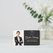 Elegante Neutrale Foto Makelaar QR-code Visitekaartje (Staand voorkant)