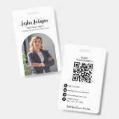 Elegante Neutrale Foto QR Code Vastgoed Badge (Voor- en achterkant)