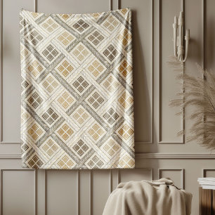 Elegante neutrale geometrische ivoren bruine tinte fleece deken