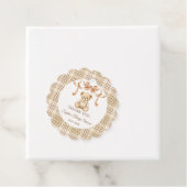 Elegante neutrale geruite babyshower dank je bedankjes labels (In situ)
