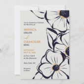 Elegante Neutrale Grote Blooms Bruiloft Uitnodigin Kaart (Voorkant)