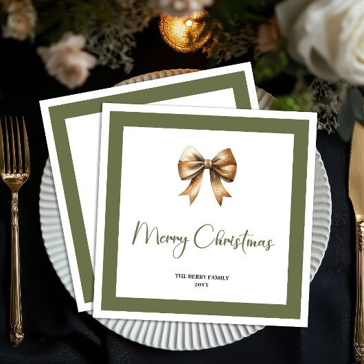 Elegante neutrale kerstboog gepersonaliseerde serv servet