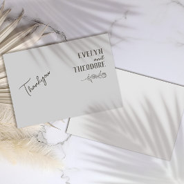 Elegante Neutrale Lijn Kunst Bloem Bruiloft Bedankkaart