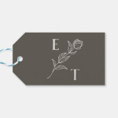 Elegante Neutrale Lijn Kunst Bloem Bruiloft Cadeaulabel (Achterkant Horizontaal)