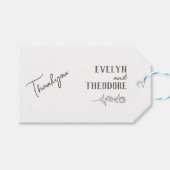 Elegante Neutrale Lijn Kunst Bloem Bruiloft Cadeaulabel (Voorkant (Horizontaal))