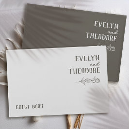 Elegante Neutrale Lijn Kunst Bloem Bruiloft Gastenboek